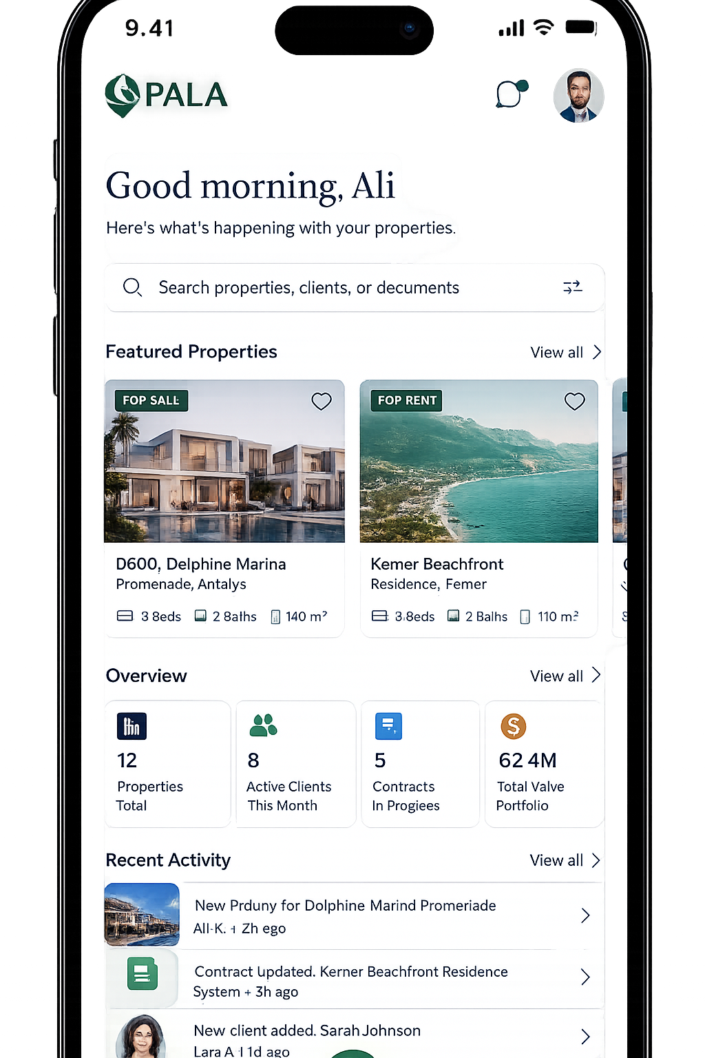 The Pala Realty app on iPhone